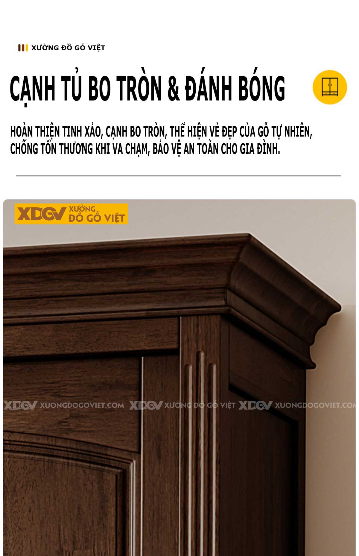 Tủ Quần Áo Gỗ Óc Chó X345