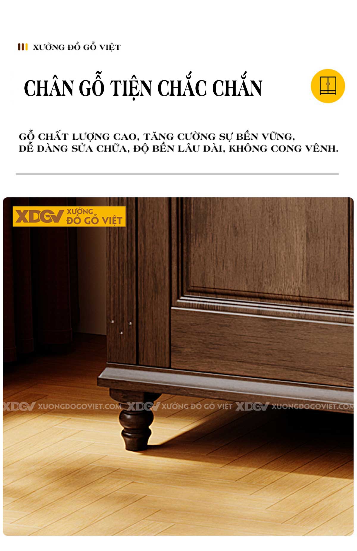 Tủ Quần Áo Gỗ Óc Chó X345