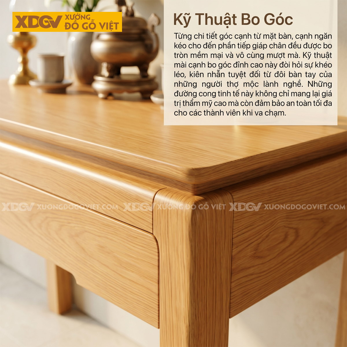 Án Gian Thờ Tối Giản Gỗ Sồi Mỹ Thiết Kế Ngăn Kéo Rộng Rãi