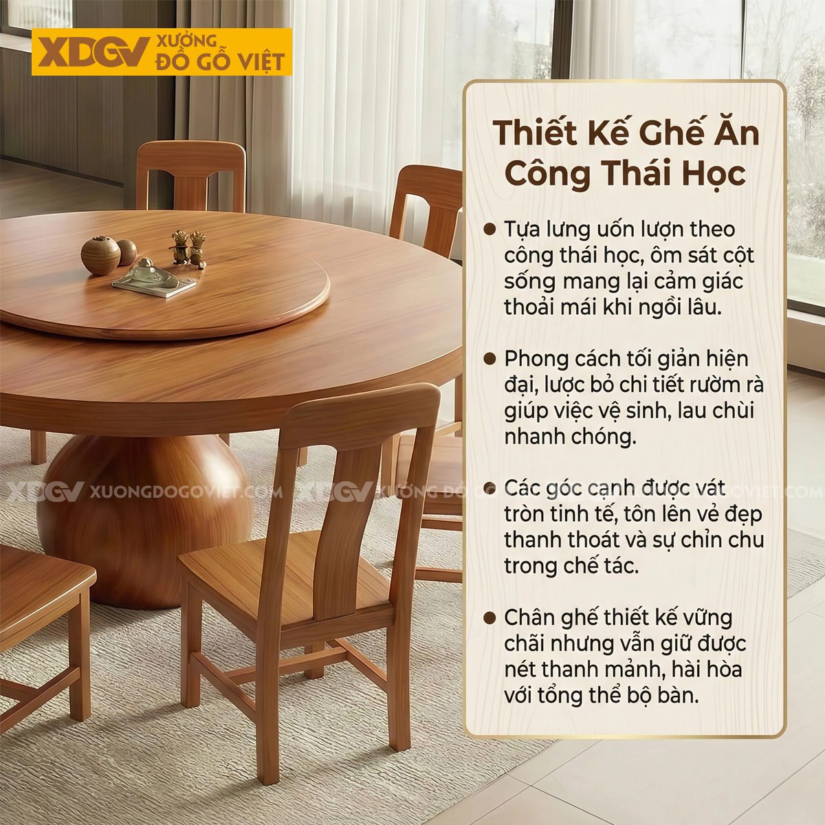 Bàn Ăn Gõ Đỏ Mâm Xoay Chân Bệ Tròn Sang Trọng Độc Đáo