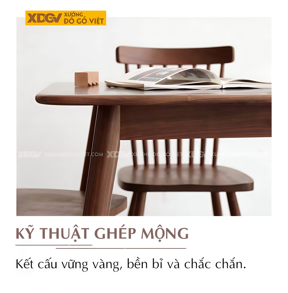 Bàn Ăn Gỗ Óc Chó 4 Ghế Windsor Hiện Đại Chân Bọc Kim Loại