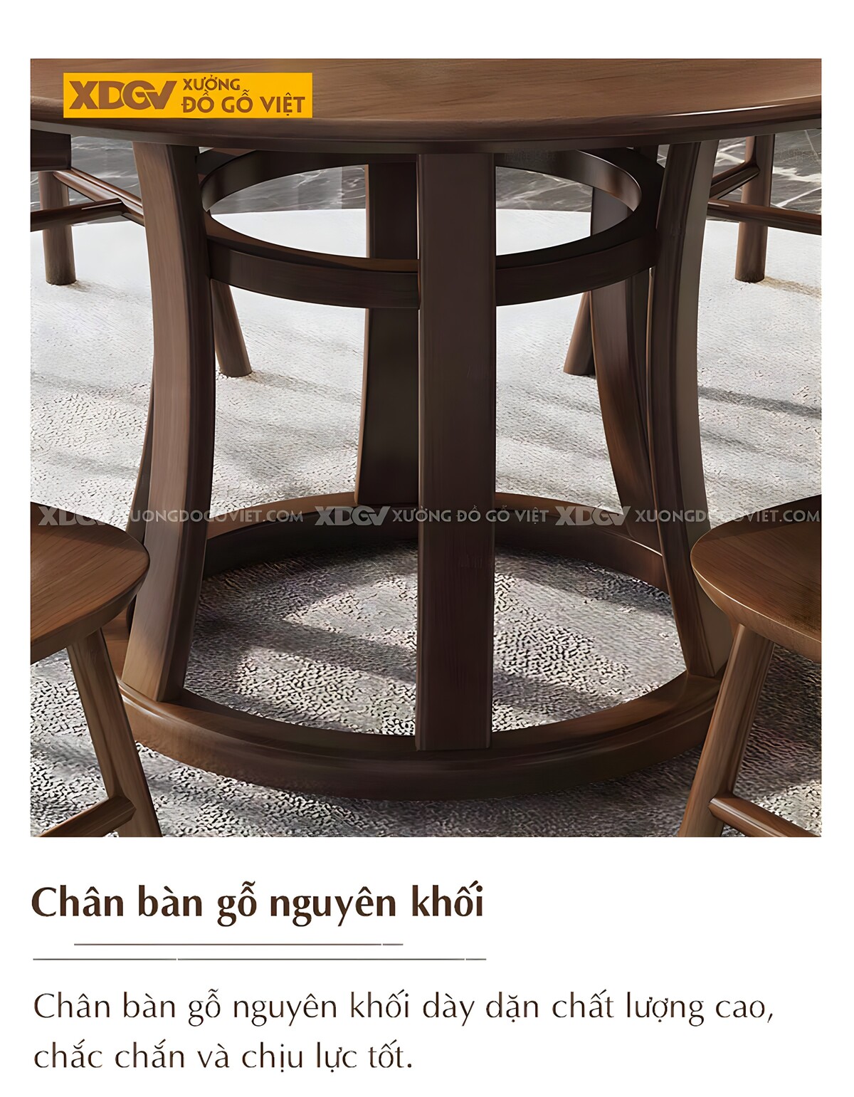 Bàn Ăn Tròn Gỗ Óc Chó Á Đông Hiện Đại 6 Ghế Có Mâm Xoay