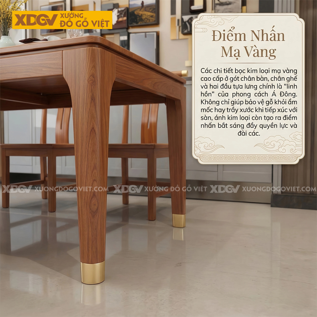 Bàn Ghế Ăn Gỗ Gõ 6 Ghế Phong Cách Trung Hoa Thanh Lịch