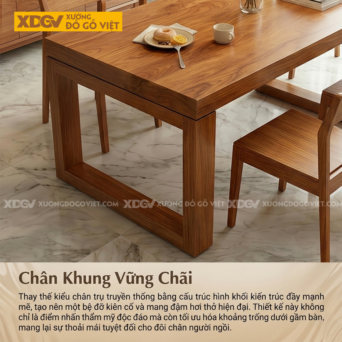 Bàn Ghế Ăn Gỗ Gõ Đỏ Chân Chữ U Vững Chãi Hiện Đại