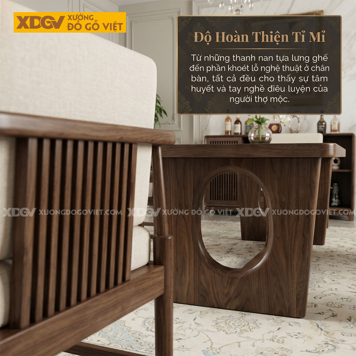 Bàn Ghế Ăn Gỗ Óc Chó Chân Cách Điệu Phối Ghế Kiểu Tân Á Đông