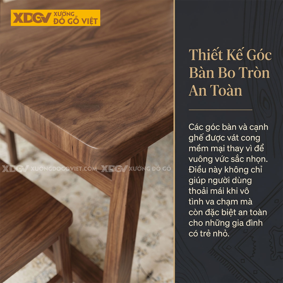 Bàn Ghế Ăn Gỗ Óc Chó Chân Chữ A Ghế Tựa Lưng Cao Hiện Đại
