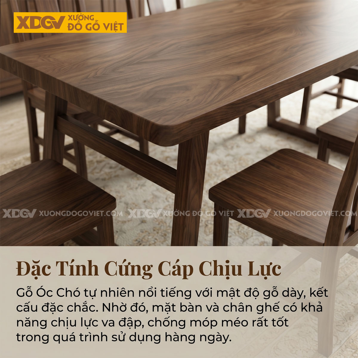 Bàn Ghế Ăn Gỗ Óc Chó Chân Chữ A Ghế Tựa Lưng Cao Hiện Đại