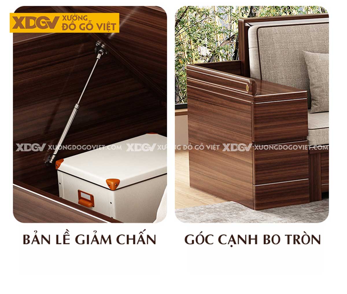 Bàn Ghế Gỗ Óc Chó Cao Cấp Kiểu Hộp Có Ngăn Lưu Trữ