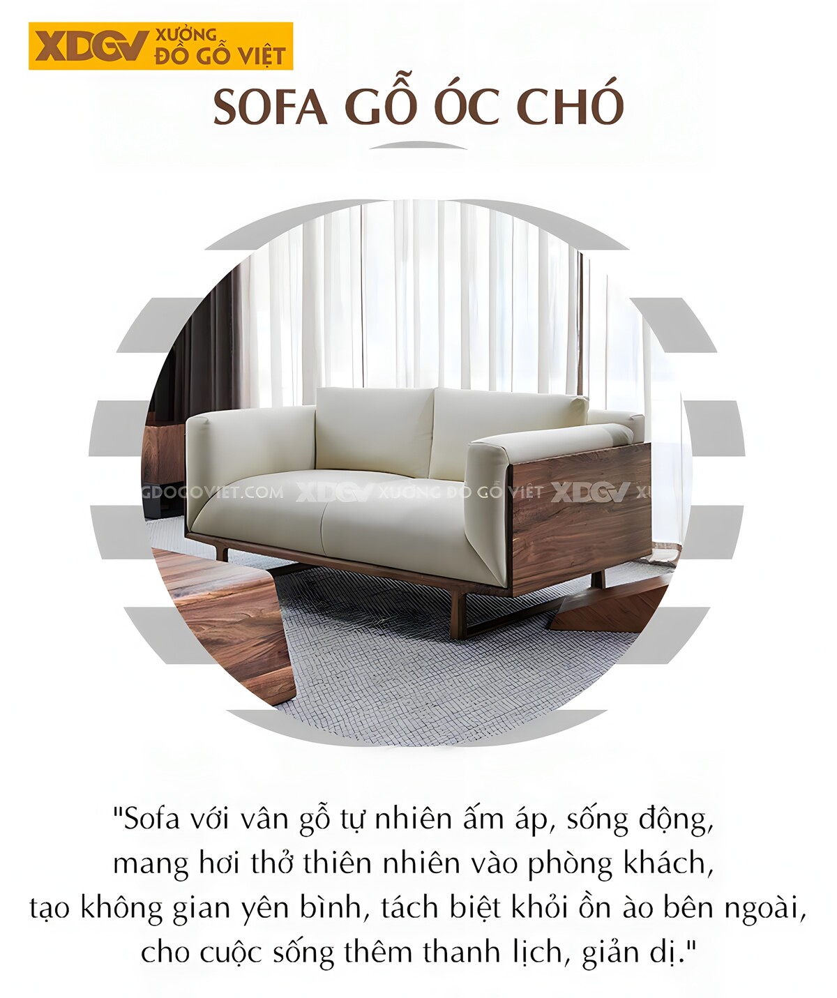 Bàn Ghế Gỗ Óc Chó Phòng Khách Bọc Da Kiểu Ý