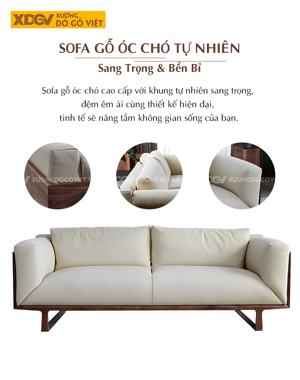 Bàn Ghế Gỗ Óc Chó Phòng Khách Bọc Da Kiểu Ý