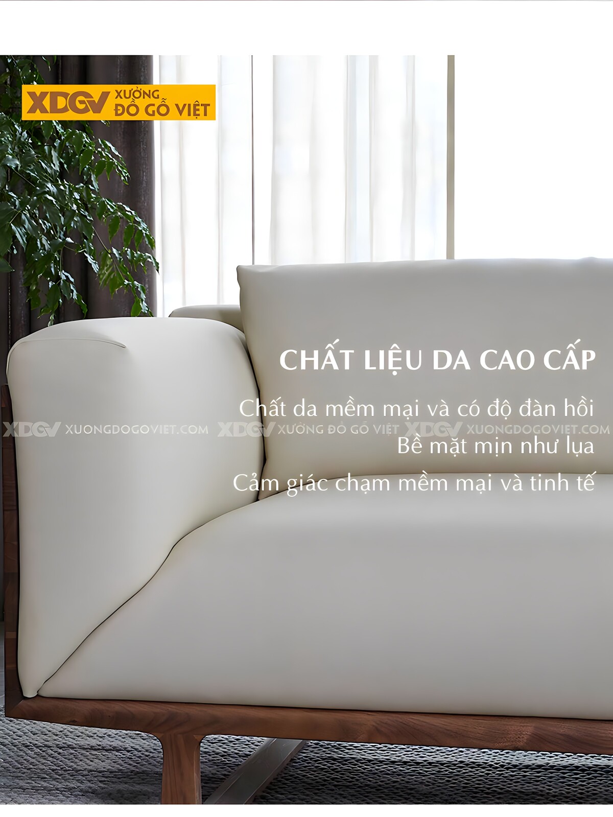 Bàn Ghế Gỗ Óc Chó Phòng Khách Bọc Da Kiểu Ý