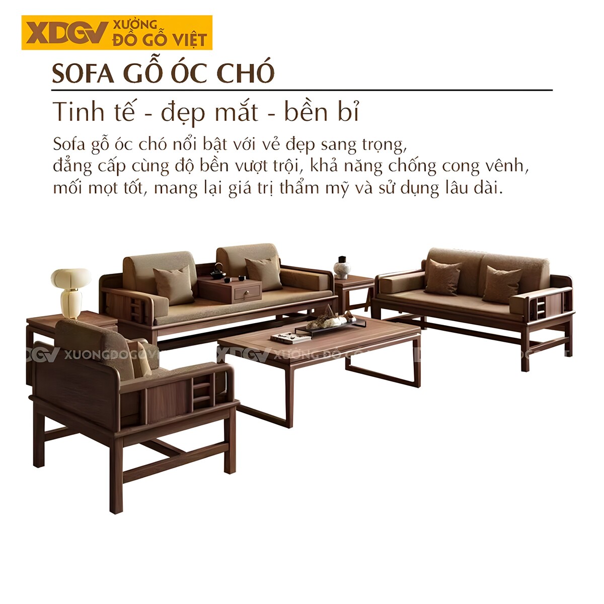 Bàn Ghế Óc Chó Chữ U Chân Cao Á Đông Đương Đại Cao Cấp