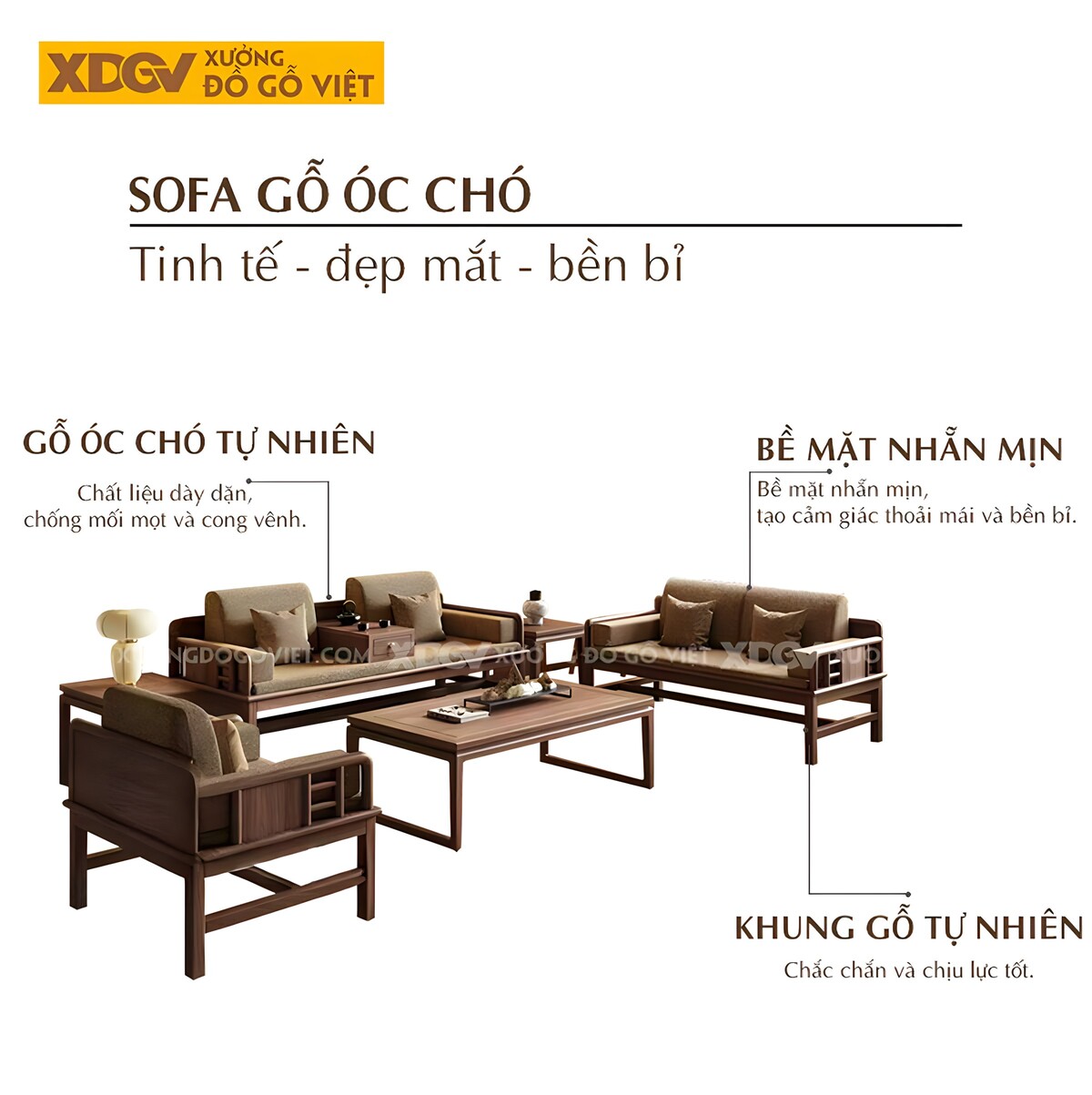 Bàn Ghế Óc Chó Chữ U Chân Cao Á Đông Đương Đại Cao Cấp