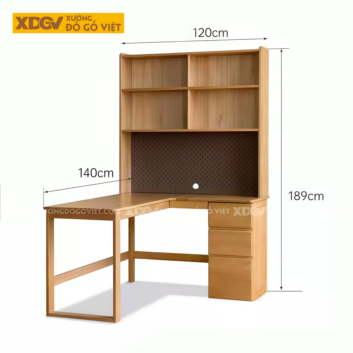 Bàn Học Góc L Công Thái Học Kết Hợp Kệ Sách Đa Năng