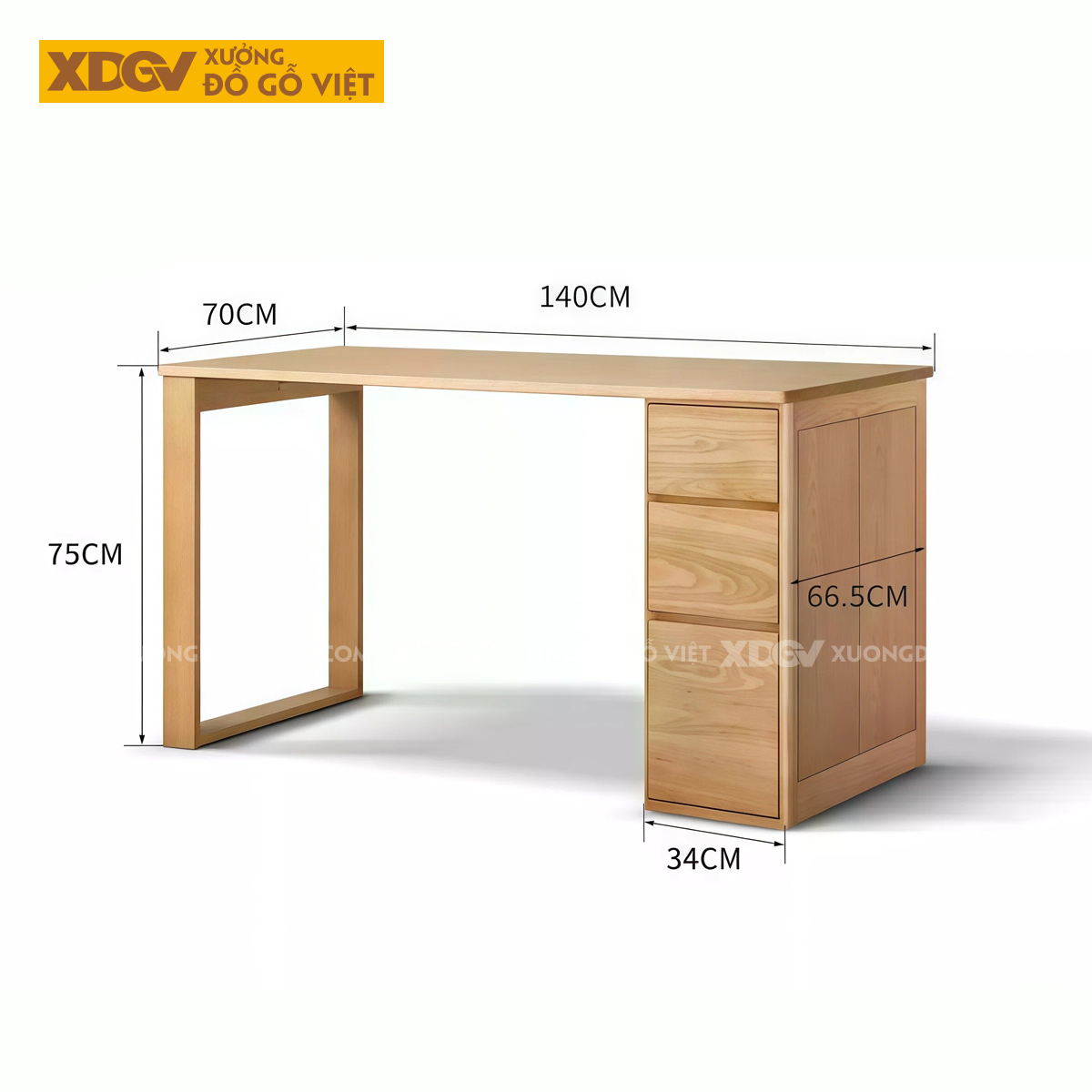 Bàn Làm Việc Chân Chữ U Bền Chắc Gỗ Sồi Mỹ Kiểu Tối Giản