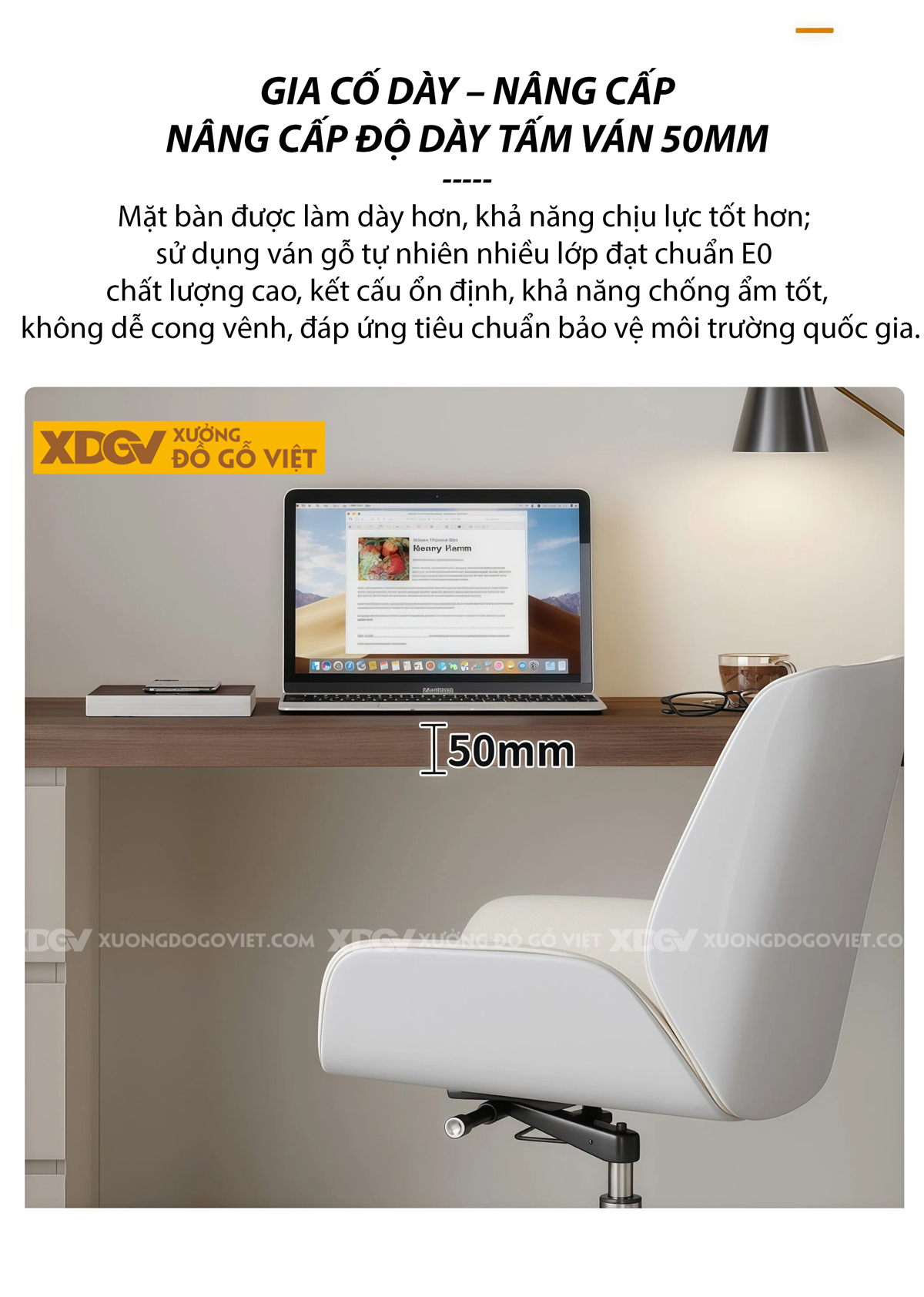 Bàn Làm Việc Gỗ Công Nghiệp Tích Hợp Tủ Ngăn Kéo Hiện Đại