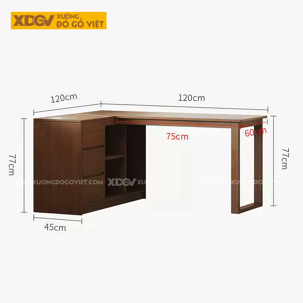 Bàn Làm Việc Gỗ Sồi Đa Năng Hình Chữ L Tối Ưu Diện Tích