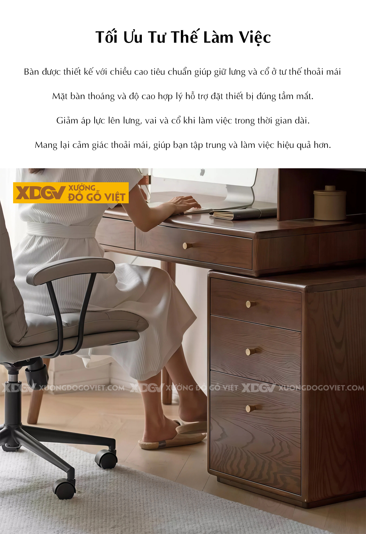 Bàn Làm Việc Gỗ Sồi Mỹ Kết Hợp Tủ Sách Hồ Sơ Tiện Ích