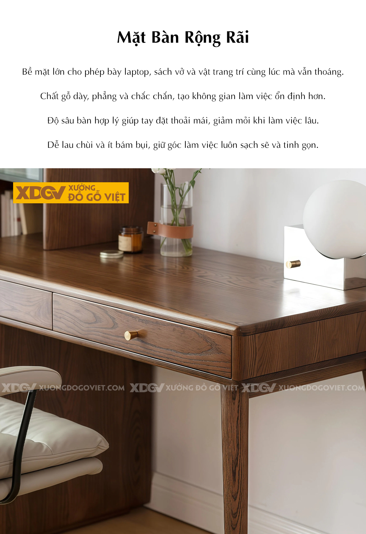 Bàn Làm Việc Gỗ Sồi Mỹ Kết Hợp Tủ Sách Hồ Sơ Tiện Ích