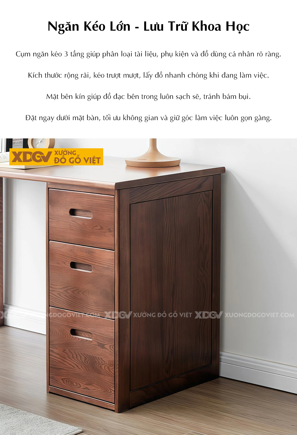 Bàn Làm Việc Gỗ Sồi Mỹ Khung Chữ U Bền Bỉ Chống Cong Vênh