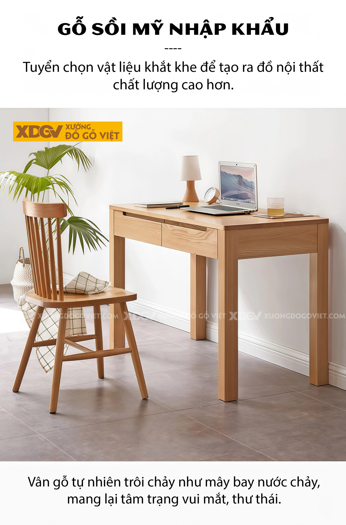 Bàn Làm Việc Gỗ Sồi X2150