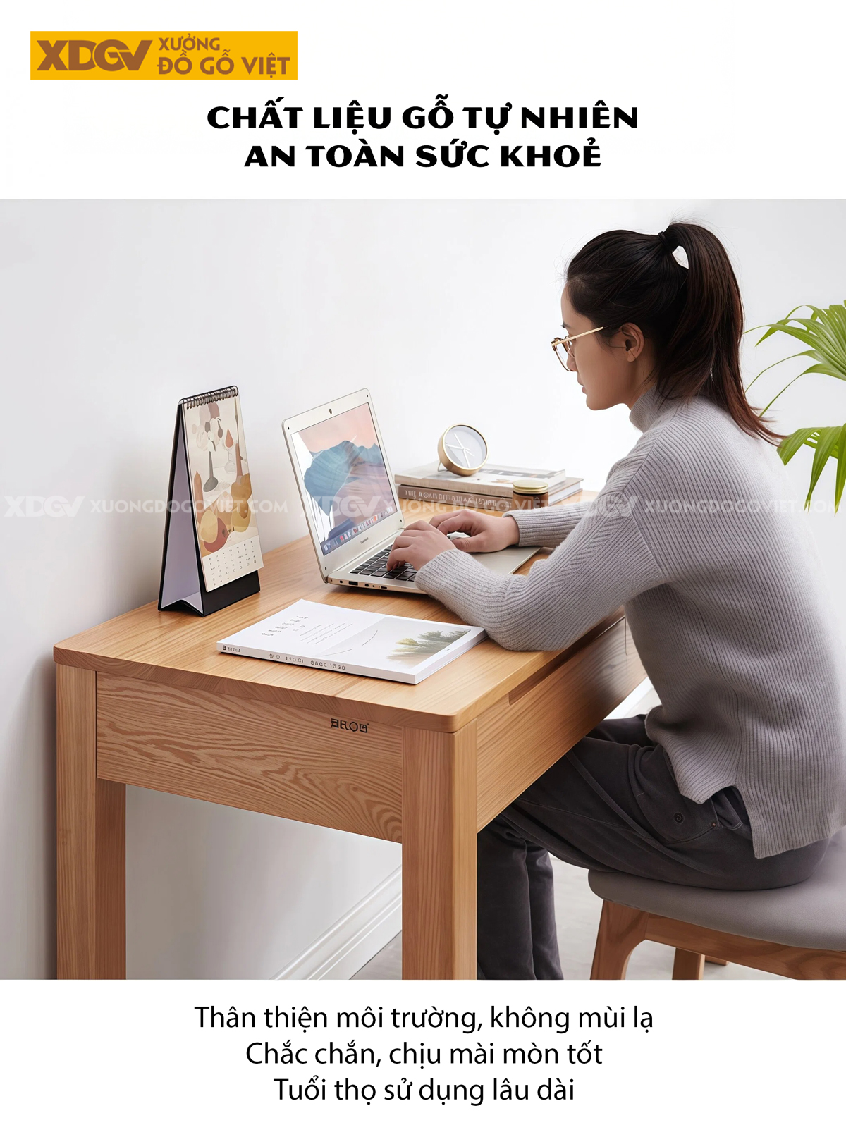 Bàn Làm Việc Gỗ Sồi X2150