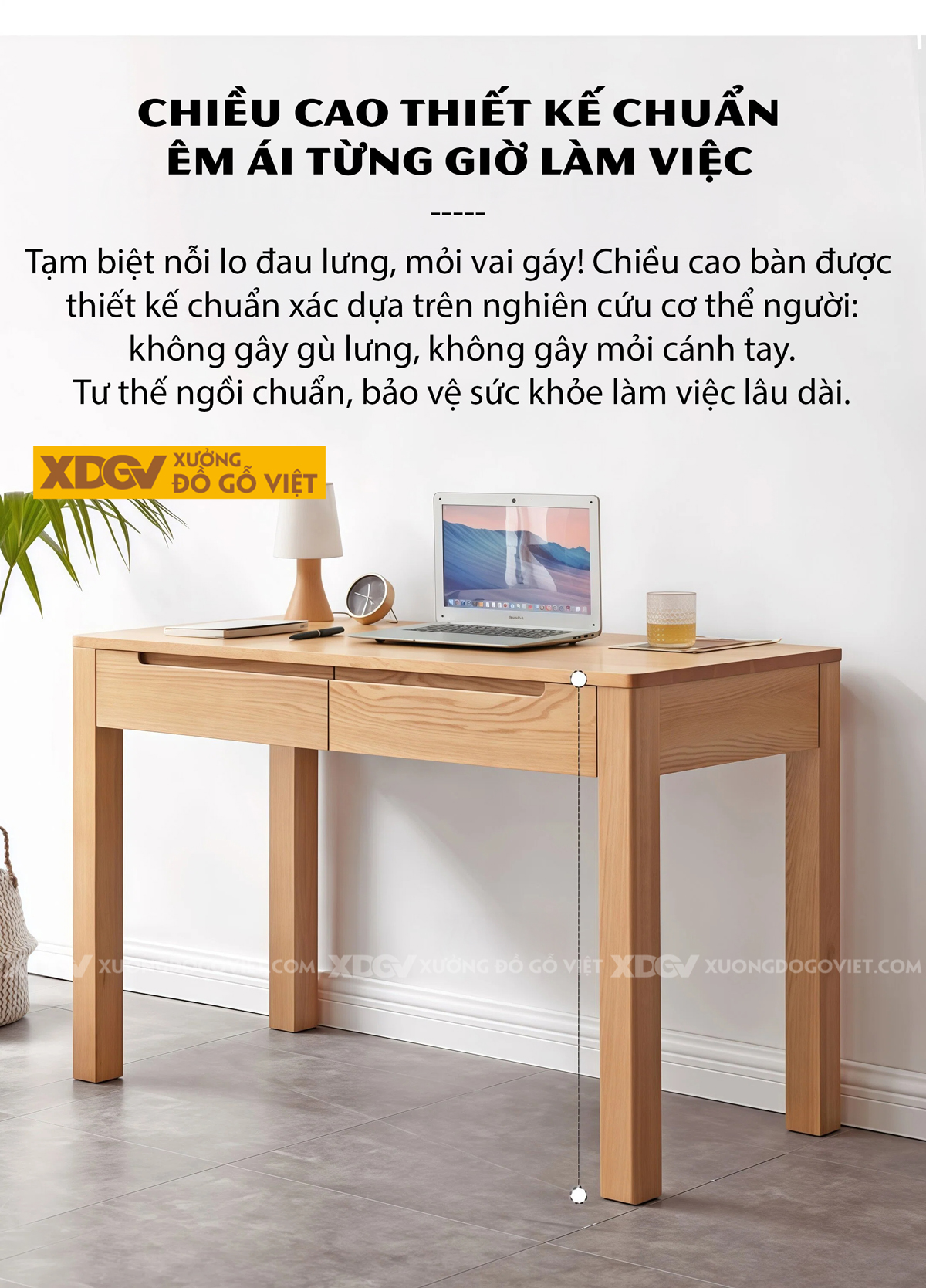Bàn Làm Việc Gỗ Sồi X2150