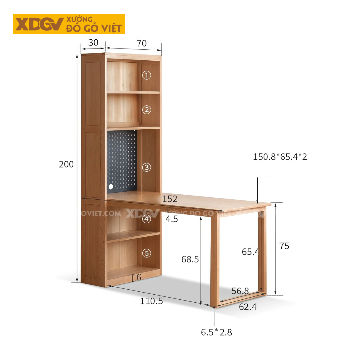 Bàn Làm Việc Gỗ Sồi X7525