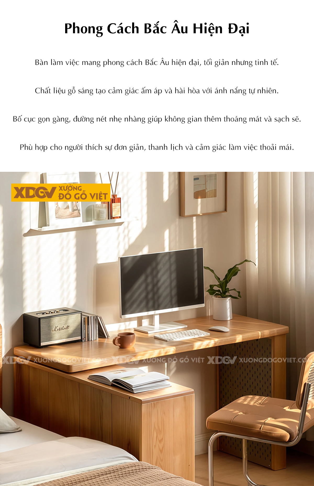 Bàn Làm Việc Góc L Gỗ Sồi Mỹ Kéo Xoay Linh Hoạt