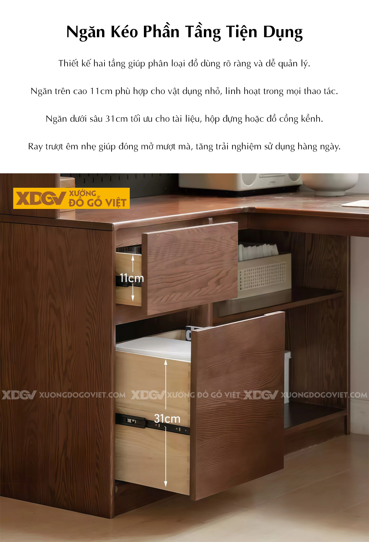 Bàn Làm Việc Góc L Kết Hợp Tủ Kính Tối Ưu Không Gian