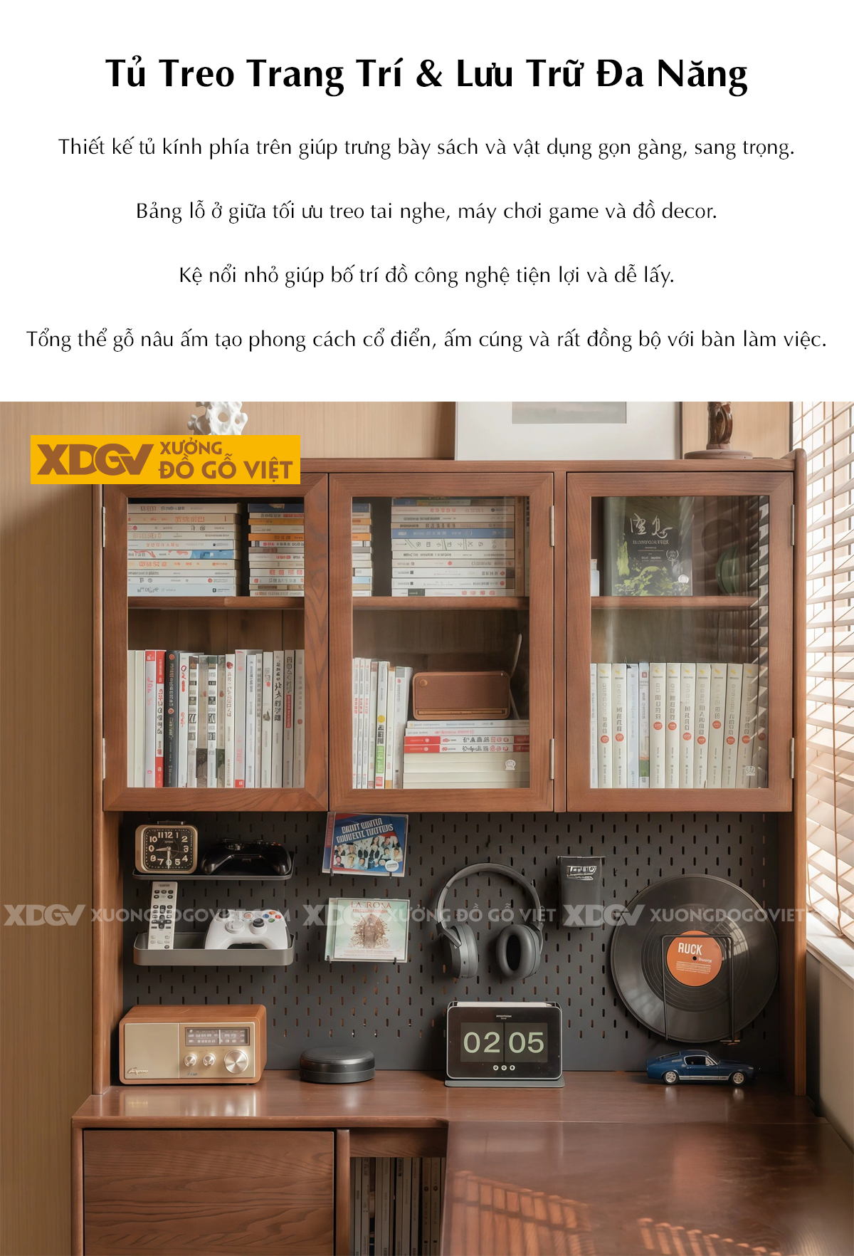 Bàn Làm Việc Góc L Kết Hợp Tủ Kính Tối Ưu Không Gian