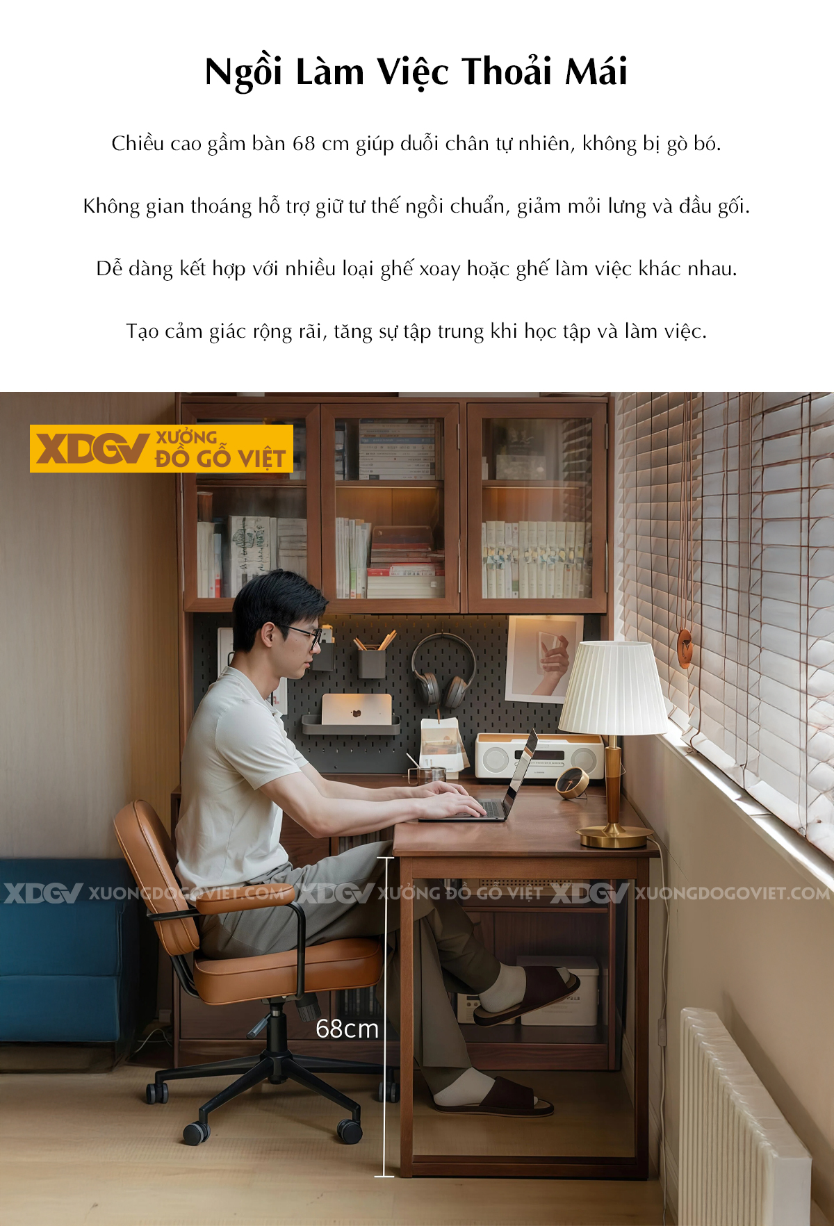 Bàn Làm Việc Góc L Kết Hợp Tủ Kính Tối Ưu Không Gian