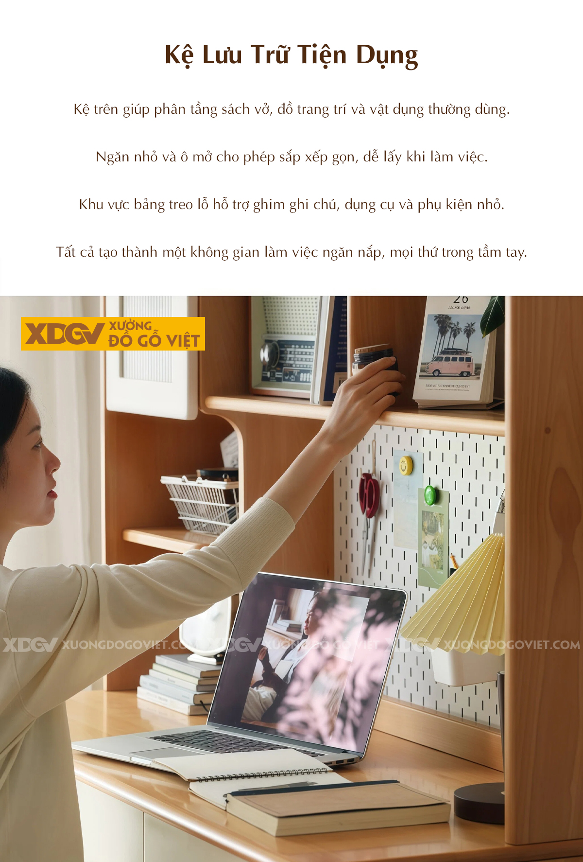 Bàn Làm Việc Hiện Đại Gỗ Sồi Mỹ Đường Nét Bo Tròn Tinh Tế