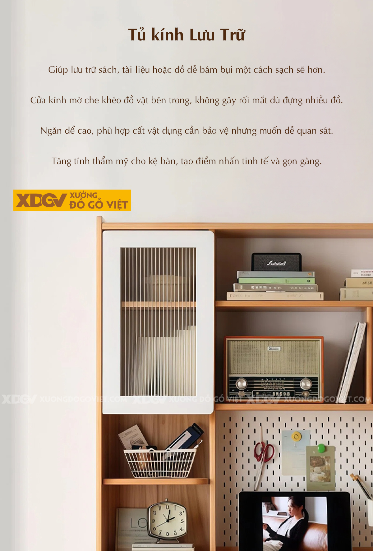 Bàn Làm Việc Hiện Đại Gỗ Sồi Mỹ Đường Nét Bo Tròn Tinh Tế