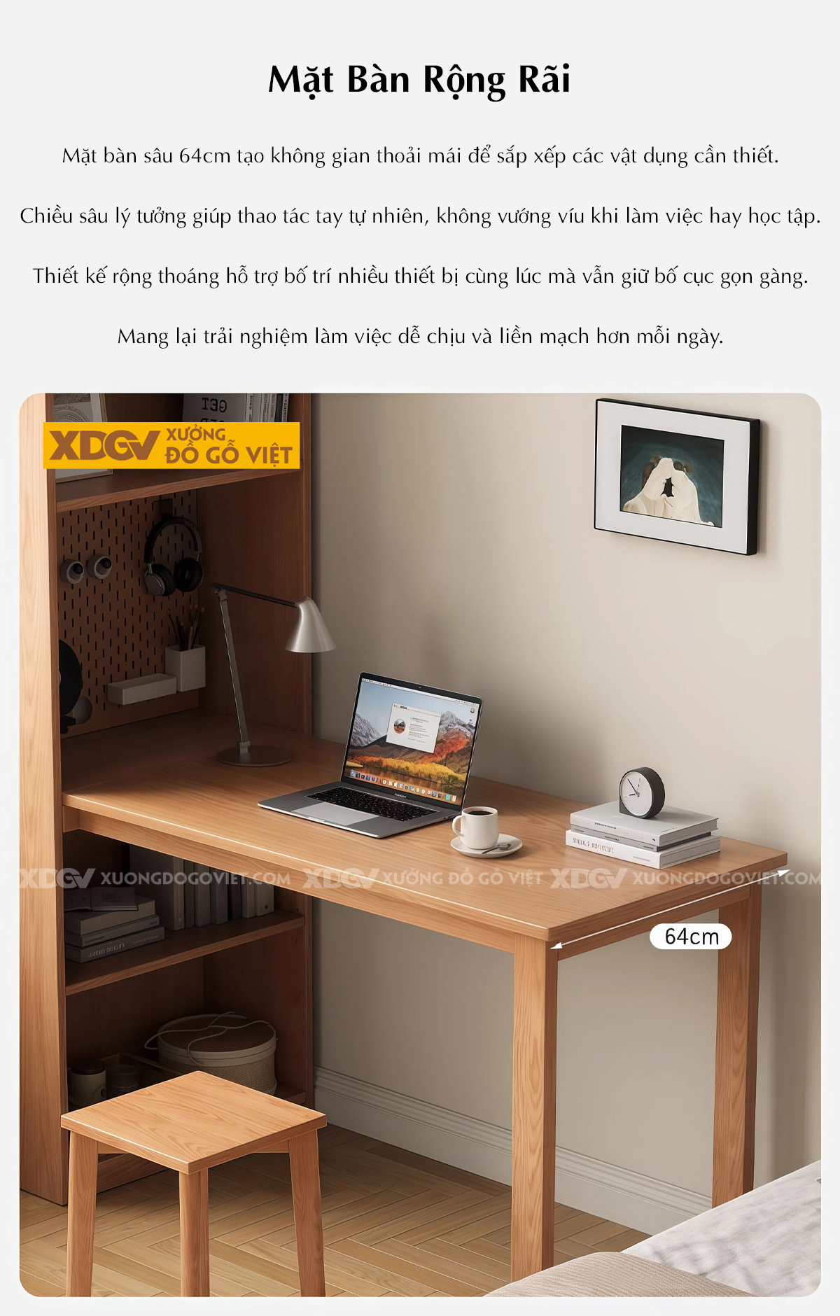 Bàn Làm Việc Kết Hợp Tủ Đứng Đa Năng Gỗ Sồi Mỹ Tự Nhiên