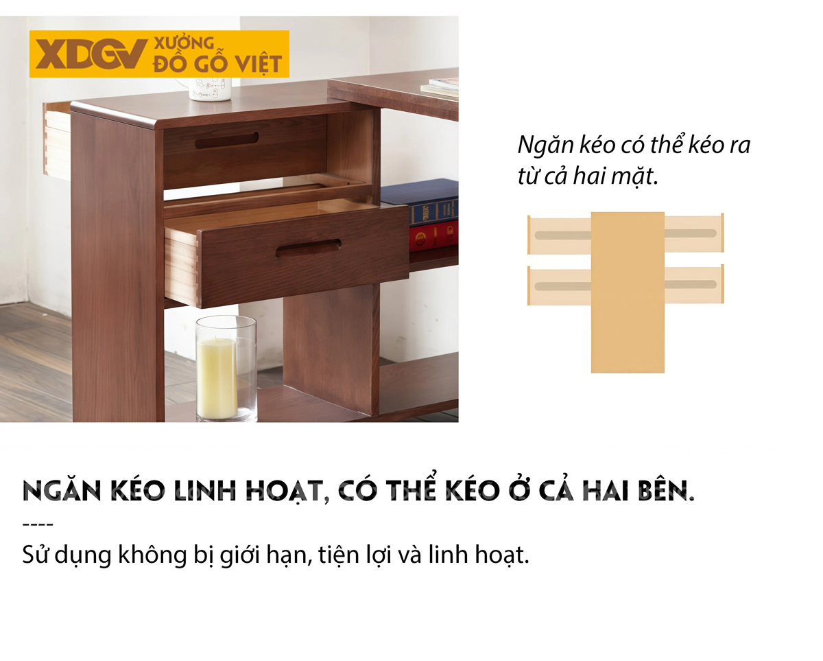 Bàn Làm Việc Kết Hợp Tủ Sách Góc L Tiết Kiệm Không Gian