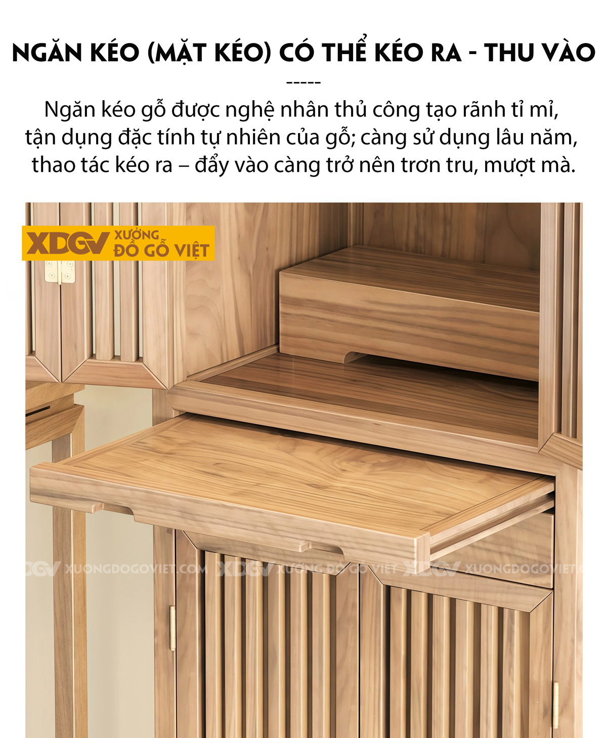 Bàn Sofa Phòng Khách Gỗ Óc Chó 2 Tầng Ngăn Kéo Lưu Trữ Lớn