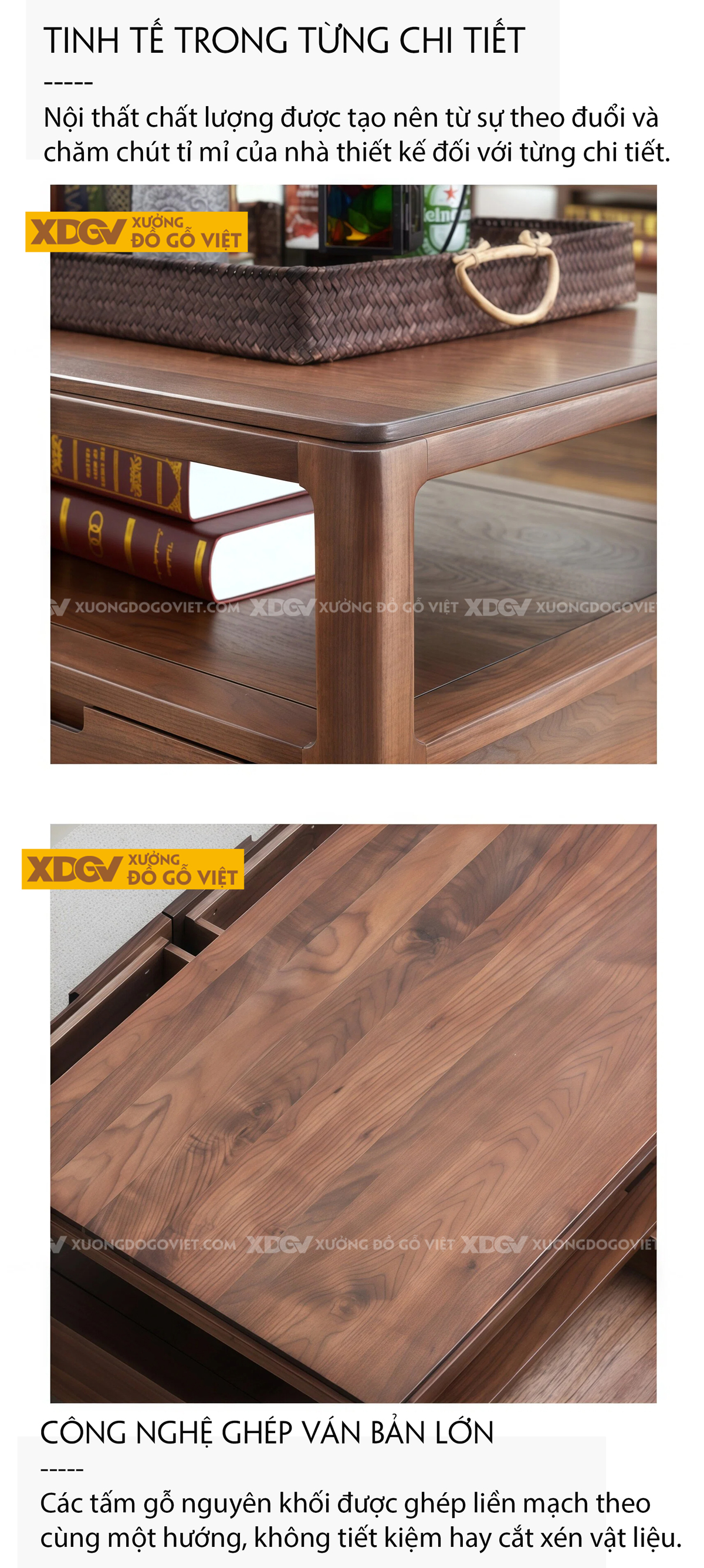 Bàn Sofa Phòng Khách Gỗ Óc Chó 2 Tầng Ngăn Kéo Lưu Trữ Lớn