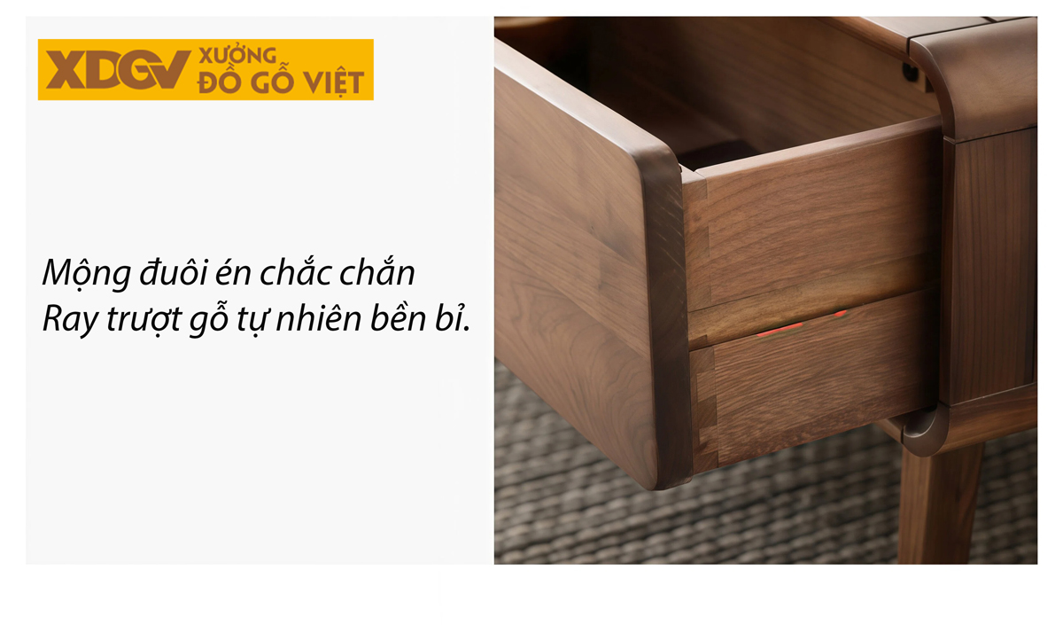 Bàn Sofa Phòng Khách Gỗ Óc Chó Chân Côn Bọc Kim Sang Trọng