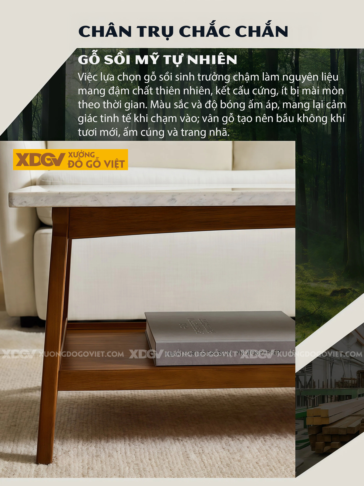 Bàn Sofa Phòng Khách Gỗ Sồi Kiểu Chân Vát Hình Khối Hiện Đại