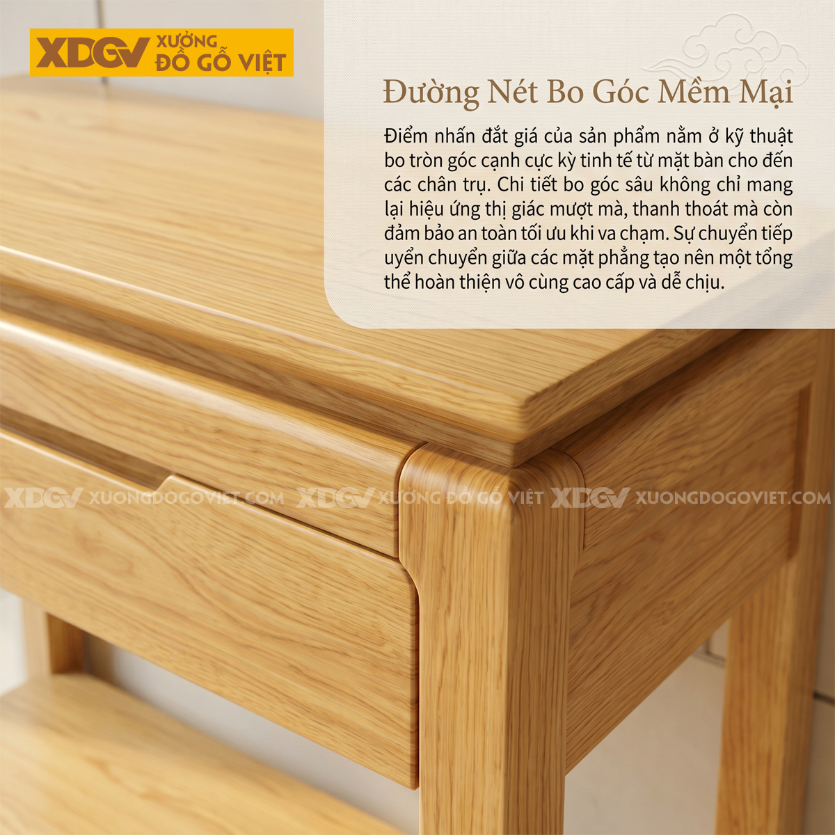 Bàn Thờ Đứng Gỗ Sồi Chân Cao Móng Ngựa Tích Hợp Đợt Lưu Trữ