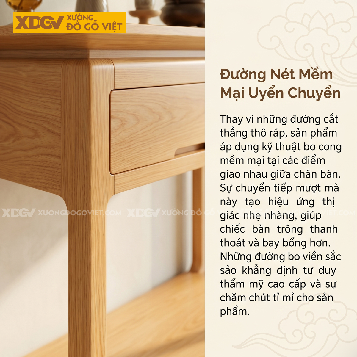 Bàn Thờ Gia Tiên Gỗ Sồi Mỹ Cấu Trúc Hai Ngăn Kéo Đợt Dưới
