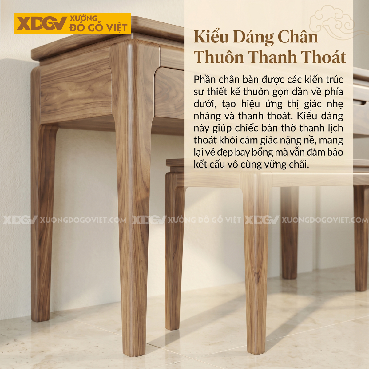Bàn Thờ Mẹ Con Gỗ Óc Chó Thiết Kế Hiện Đại Bo Góc Tinh Tế