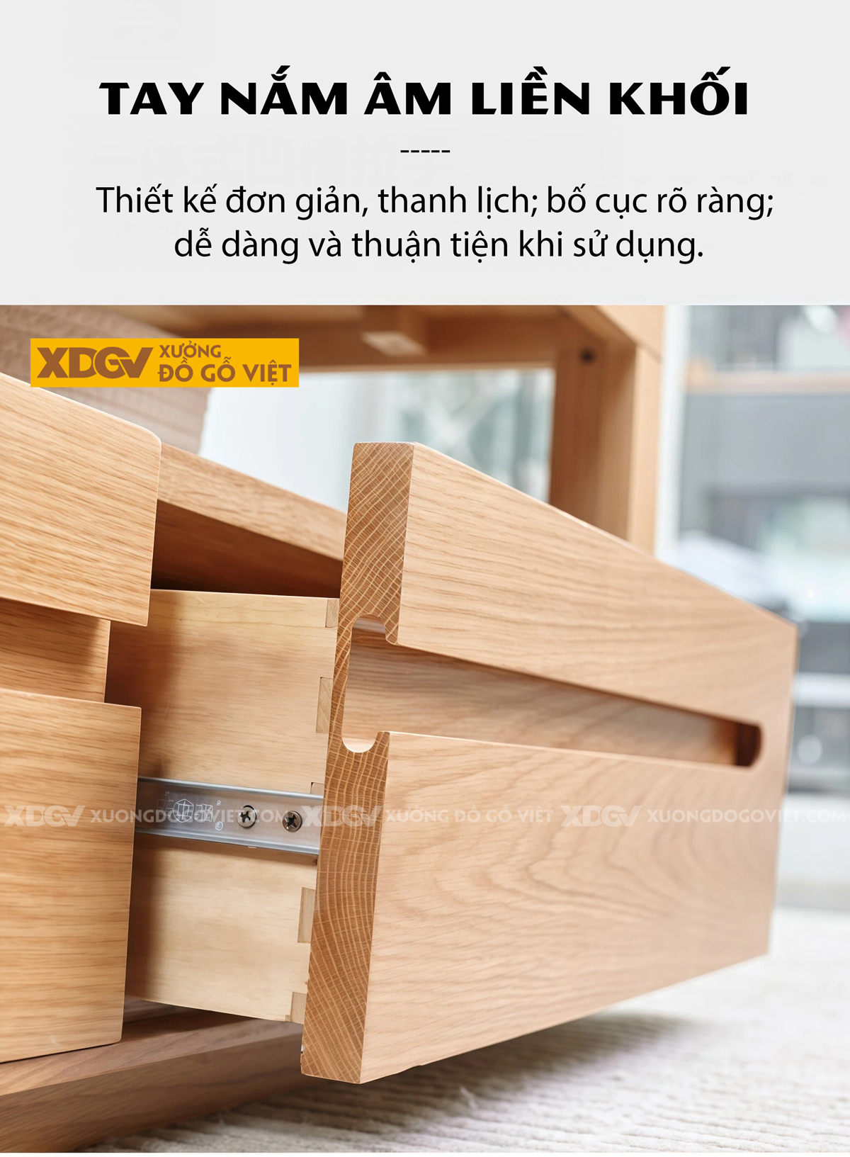 Bàn Trà Phòng Khách Hiện Đại Chân Bệt Tích Hợp Tay Nắm Âm