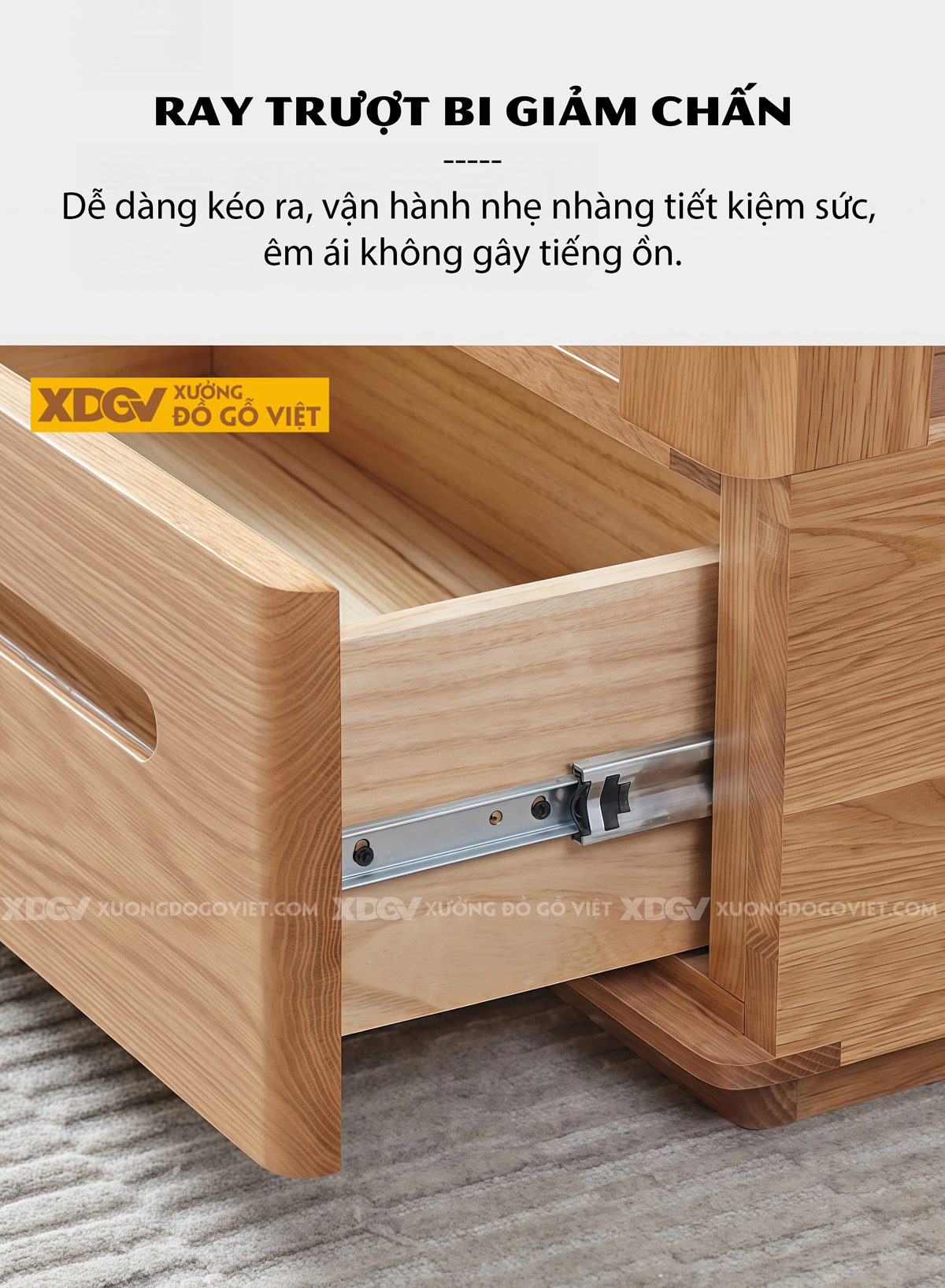 Bàn Trà Phòng Khách Hiện Đại Chân Bệt Tích Hợp Tay Nắm Âm