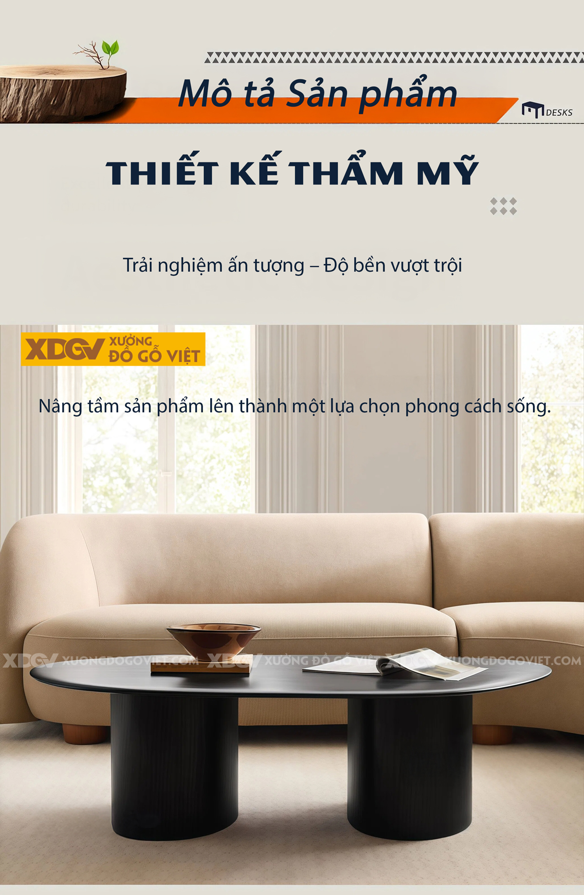 Bàn Trà Phòng Khách Hiện Đại Chân Bệt Tích Hợp Tay Nắm Âm