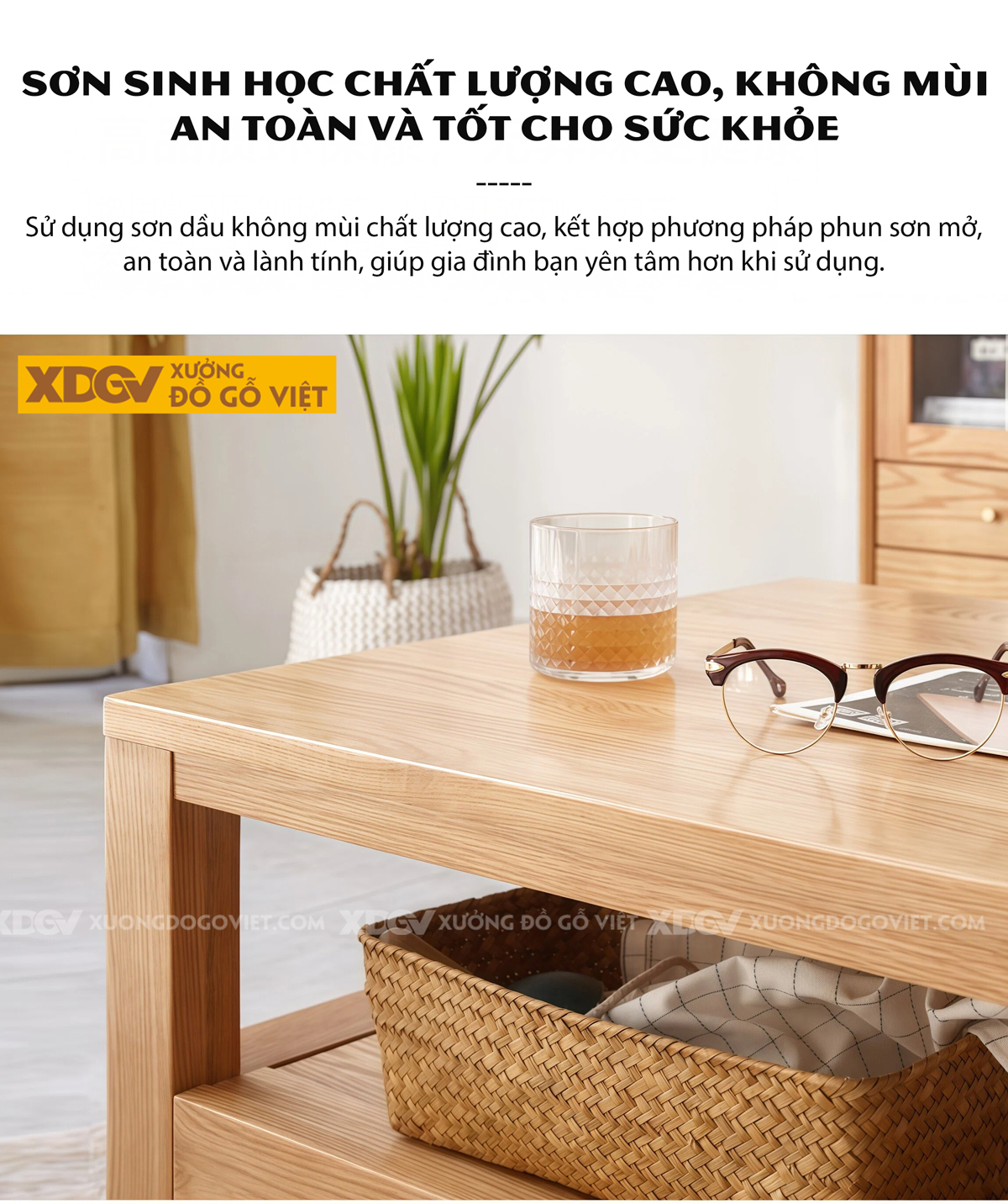 Bàn Trà Phòng Khách Hiện Đại Sofa Gỗ Sồi Dáng Vuông Chân Bệt