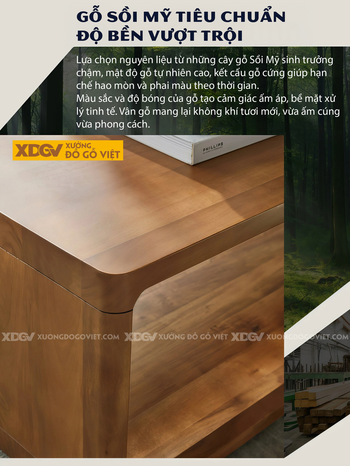 Bàn Trà Phòng Khách Hiện Đại Sofa Gỗ Sồi Dáng Vuông Chân Bệt