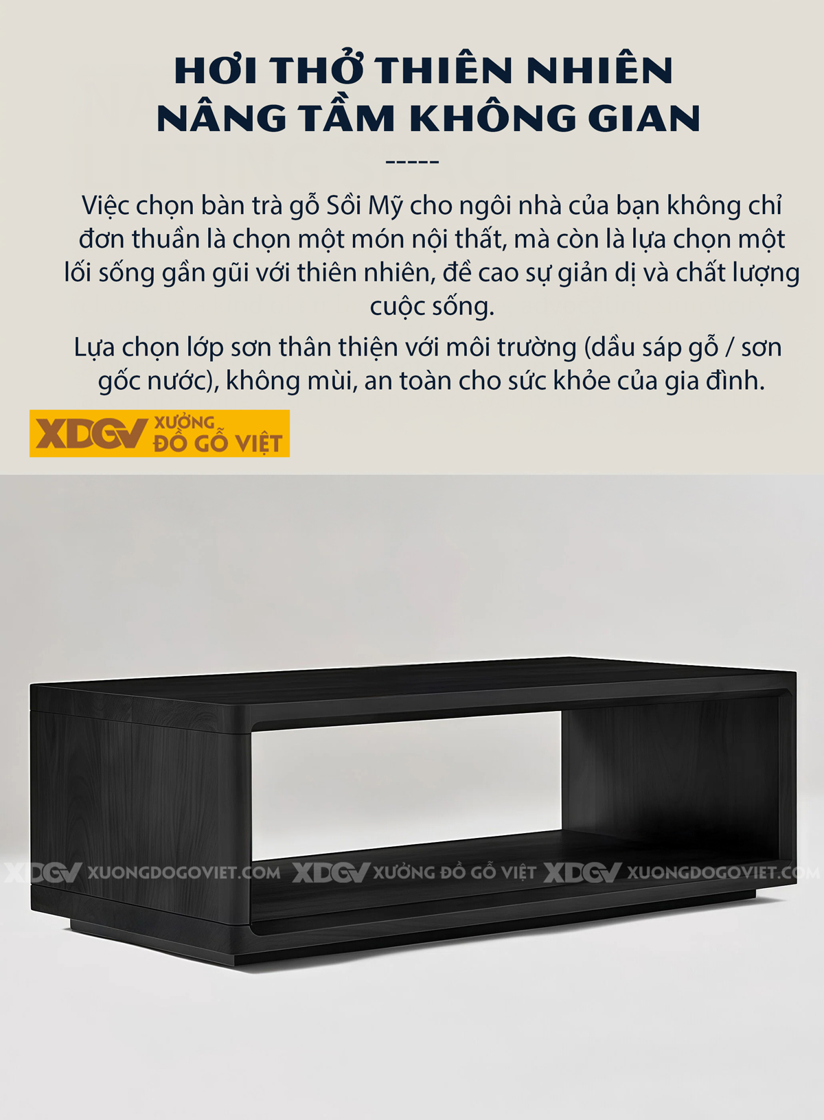Bàn Trà Phòng Khách Hiện Đại Sofa Gỗ Sồi Dáng Vuông Chân Bệt