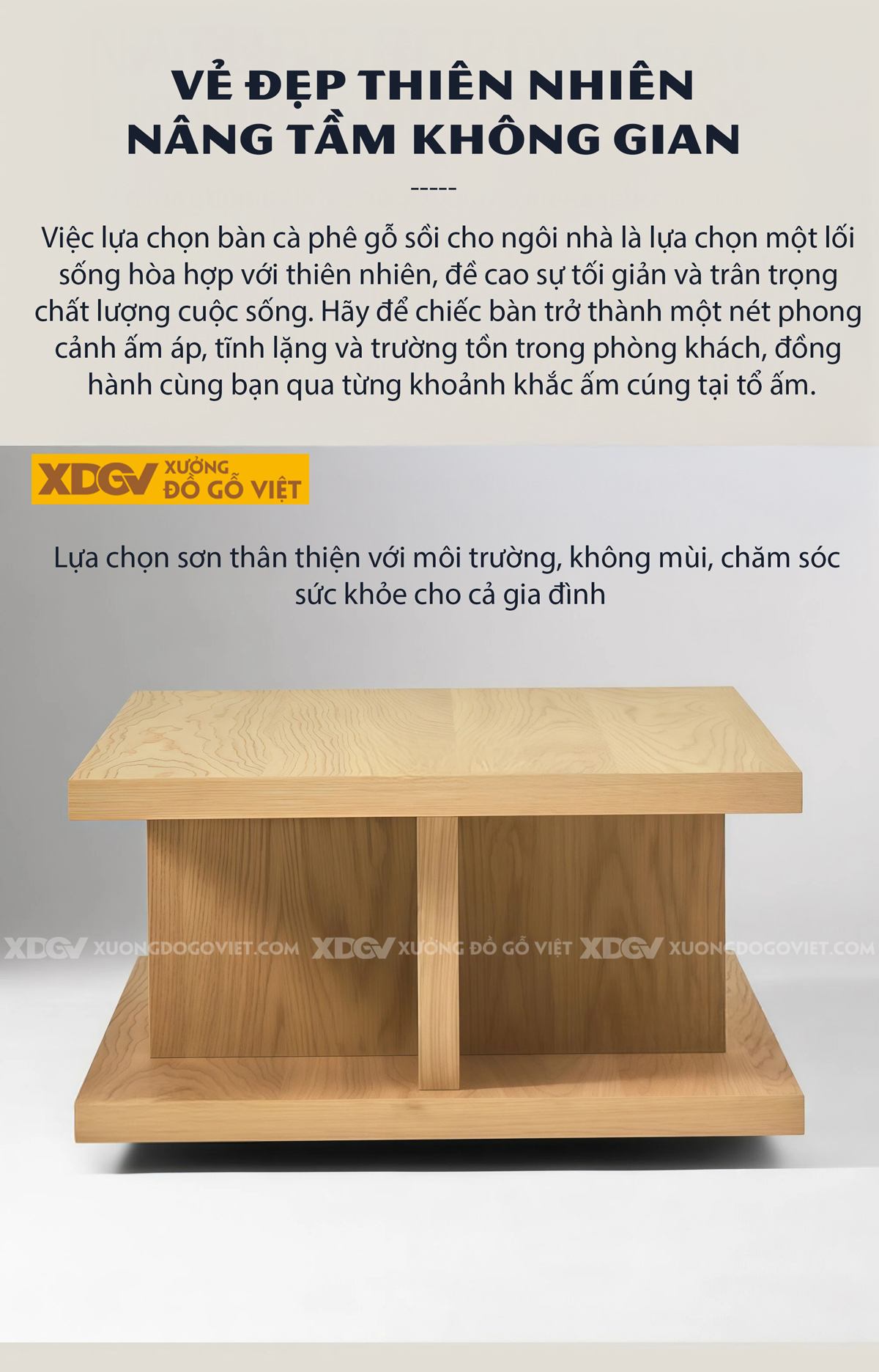 Bàn Trà Phòng Khách Hiện Đại Sofa Gỗ Sồi Thiết Kế Mở 2 Tầng